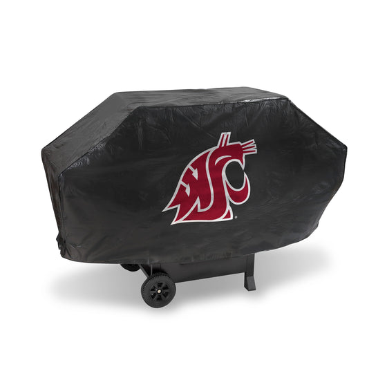 NCAA  Washington State Cougars Black Deluxe Vinyl Grill Cover - 68" Wide/Heavy Duty/Velcro Staps
