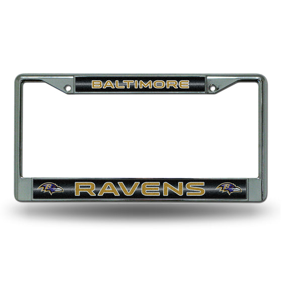 NFL Football Baltimore Ravens Classic 12" x 6" Silver Bling Chrome Car/Truck/SUV Auto Accessory