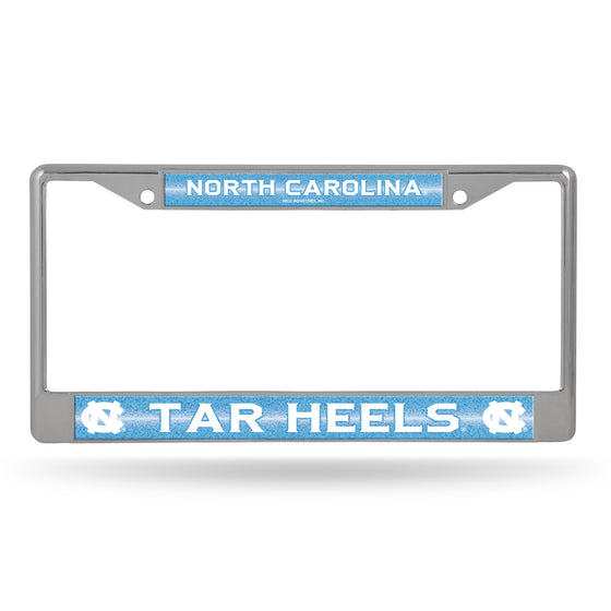 NCAA  North Carolina Tar Heels Classic 12" x 6" Silver Bling Chrome Car/Truck/SUV Auto Accessory