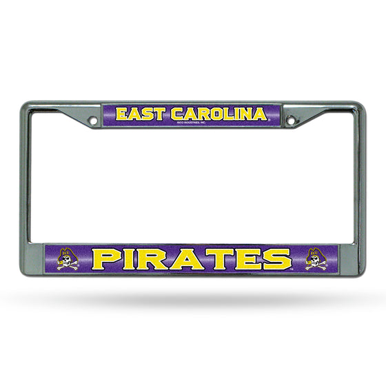 NCAA  East Carolina Pirates Classic 12" x 6" Silver Bling Chrome Car/Truck/SUV Auto Accessory