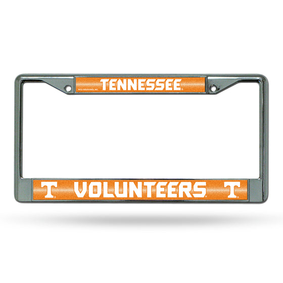 NCAA  Tennessee Volunteers Classic 12" x 6" Silver Bling Chrome Car/Truck/SUV Auto Accessory