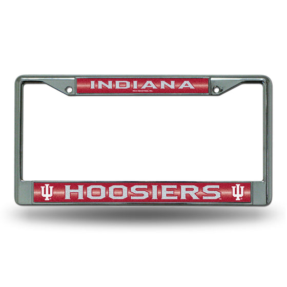 NCAA  Indiana Hoosiers Classic 12" x 6" Silver Bling Chrome Car/Truck/SUV Auto Accessory