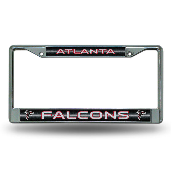 NFL Football Atlanta Falcons Classic 12" x 6" Silver Bling Chrome Car/Truck/SUV Auto Accessory