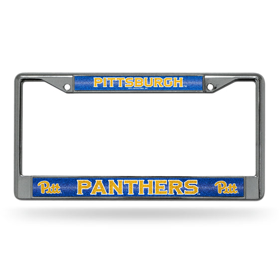 NCAA  Pitt Panthers Classic 12" x 6" Silver Bling Chrome Car/Truck/SUV Auto Accessory