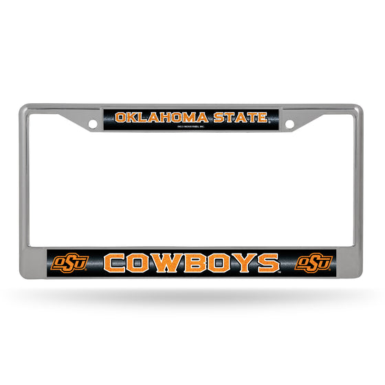 NCAA  Oklahoma State Cowboys Classic 12" x 6" Silver Bling Chrome Car/Truck/SUV Auto Accessory