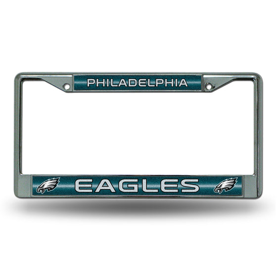NFL Football Philadelphia Eagles Classic 12" x 6" Silver Bling Chrome Car/Truck/SUV Auto Accessory