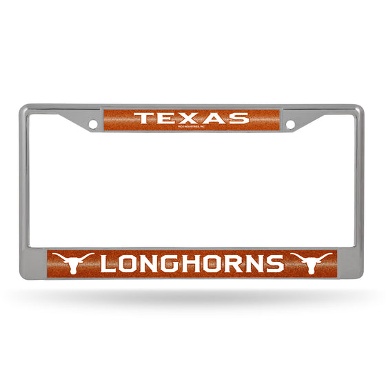 NCAA  Texas Longhorns Classic 12" x 6" Silver Bling Chrome Car/Truck/SUV Auto Accessory