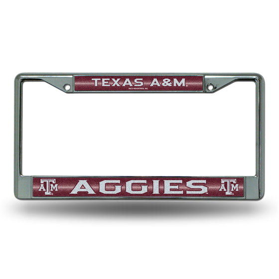 NCAA  Texas A&M Aggies Classic 12" x 6" Silver Bling Chrome Car/Truck/SUV Auto Accessory