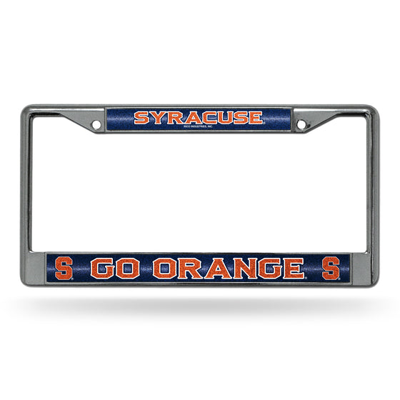 NCAA  Syracuse Orange Classic 12" x 6" Silver Bling Chrome Car/Truck/SUV Auto Accessory