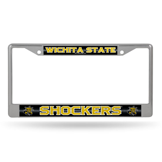 NCAA  Wichita State Shockers Classic 12" x 6" Silver Bling Chrome Car/Truck/SUV Auto Accessory