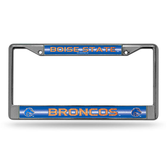 NCAA  Boise State Broncos Classic 12" x 6" Silver Bling Chrome Car/Truck/SUV Auto Accessory