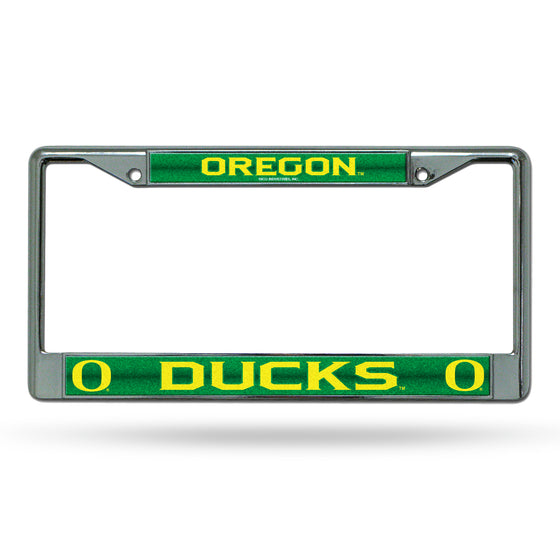 NCAA  Oregon Ducks Classic 12" x 6" Silver Bling Chrome Car/Truck/SUV Auto Accessory