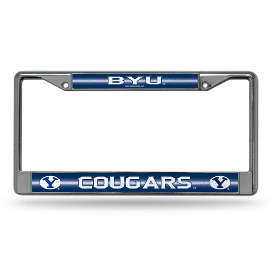 NCAA  BYU Cougars Classic 12" x 6" Silver Bling Chrome Car/Truck/SUV Auto Accessory