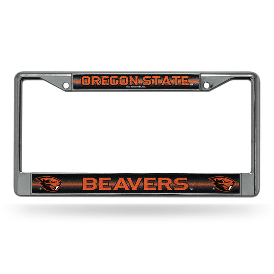 NCAA  Oregon State Beavers Classic 12" x 6" Silver Bling Chrome Car/Truck/SUV Auto Accessory