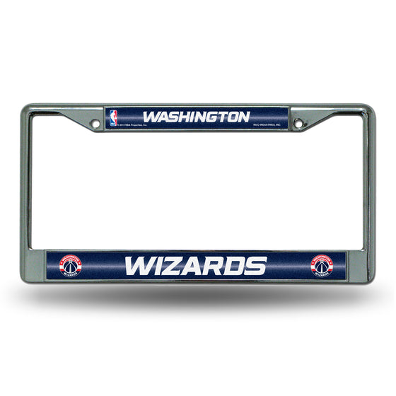 NBA Basketball Washington Wizards Classic 12" x 6" Silver Bling Chrome Car/Truck/SUV Auto Accessory