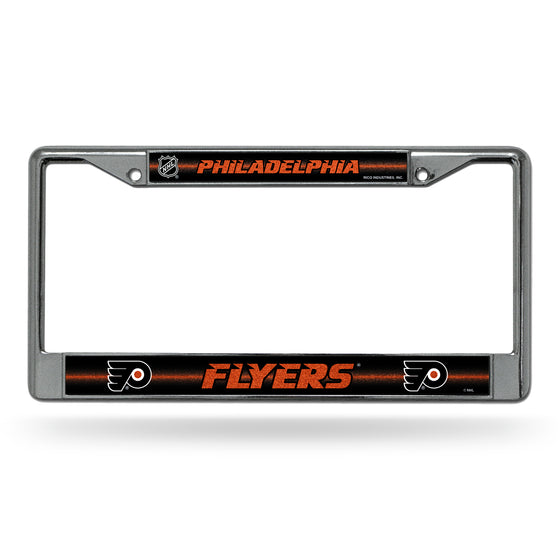 NHL Hockey Philadelphia Flyers Classic 12" x 6" Silver Bling Chrome Car/Truck/SUV Auto Accessory