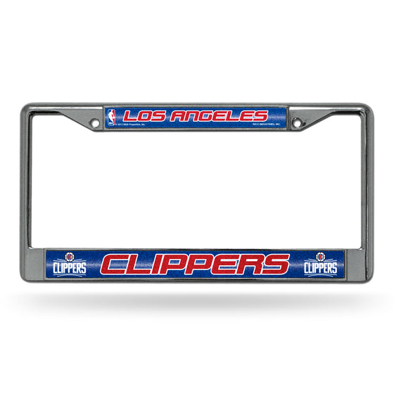 NBA Basketball Los Angeles Clippers Classic 12" x 6" Silver Bling Chrome Car/Truck/SUV Auto Accessory