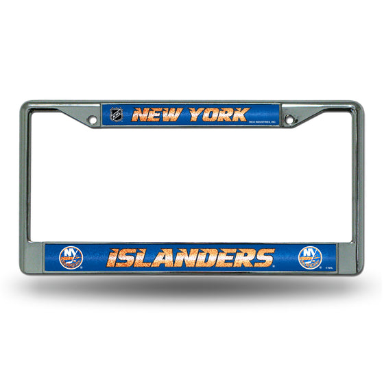 NHL Hockey New York Islanders Classic 12" x 6" Silver Bling Chrome Car/Truck/SUV Auto Accessory