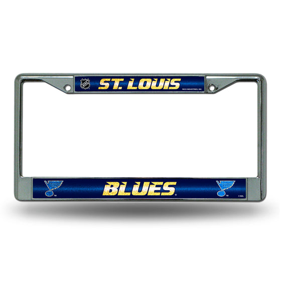 NHL Hockey St. Louis Blues Classic 12" x 6" Silver Bling Chrome Car/Truck/SUV Auto Accessory