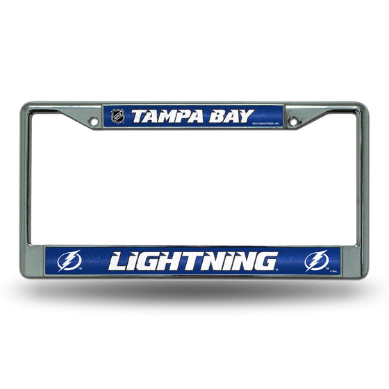 NHL Hockey Tampa Bay Lightning Classic 12" x 6" Silver Bling Chrome Car/Truck/SUV Auto Accessory