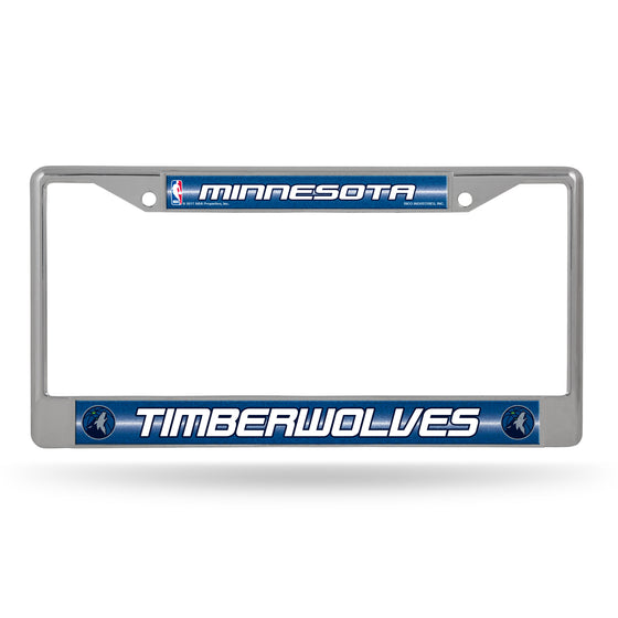 NBA Basketball Minnesota Timberwolves Classic 12" x 6" Silver Bling Chrome Car/Truck/SUV Auto Accessory