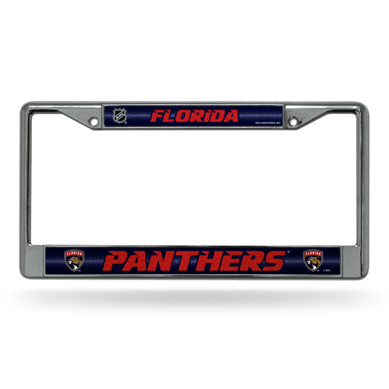 NHL Hockey Florida Panthers Classic 12" x 6" Silver Bling Chrome Car/Truck/SUV Auto Accessory