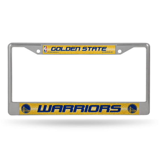 NBA Basketball Golden State Warriors Classic 12" x 6" Silver Bling Chrome Car/Truck/SUV Auto Accessory