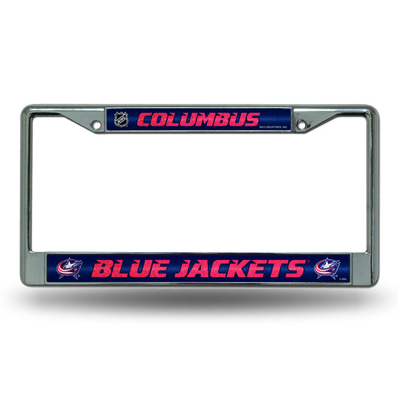 NHL Hockey Columbus Blue Jackets Classic 12" x 6" Silver Bling Chrome Car/Truck/SUV Auto Accessory