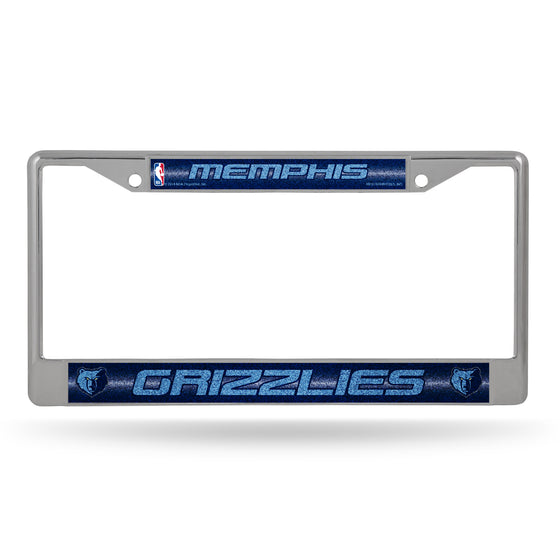 NBA Basketball Memphis Grizzlies Classic 12" x 6" Silver Bling Chrome Car/Truck/SUV Auto Accessory