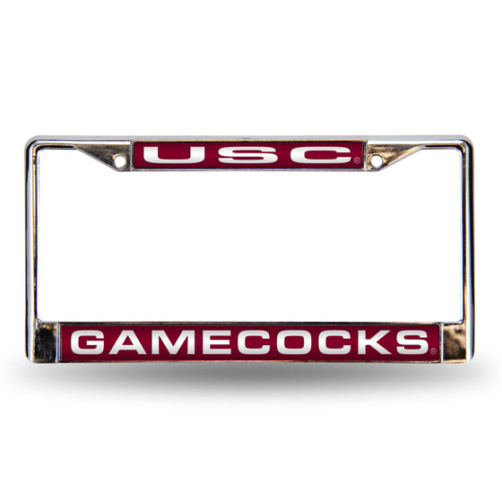 NCAA  South Carolina Gamecocks Red 12" x 6" Laser Cut Chrome Frame - Car/Truck/SUV Automobile Accessory