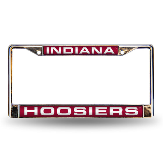 NCAA  Indiana Hoosiers Red 12" x 6" Laser Cut Chrome Frame - Car/Truck/SUV Automobile Accessory