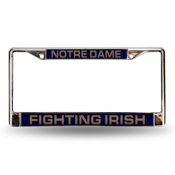 NCAA  Notre Dame Fighting Irish Blue 12" x 6" Laser Cut Chrome Frame - Car/Truck/SUV Automobile Accessory