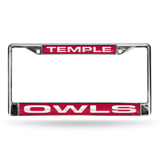 NCAA  Temple Owls Standard 12" x 6" Laser Cut Chrome Frame - Car/Truck/SUV Automobile Accessory