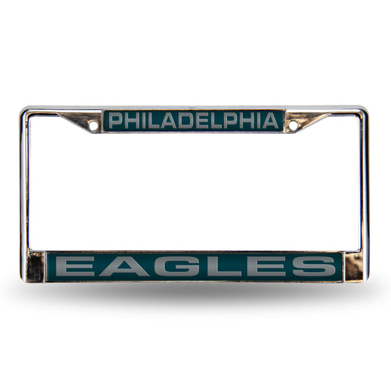 NFL Football Philadelphia Eagles Green 12" x 6" Laser Cut Chrome Frame - Car/Truck/SUV Automobile Accessory