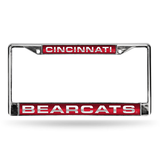 NCAA  Cincinnati Bearcats Red 12" x 6" Laser Cut Chrome Frame - Car/Truck/SUV Automobile Accessory