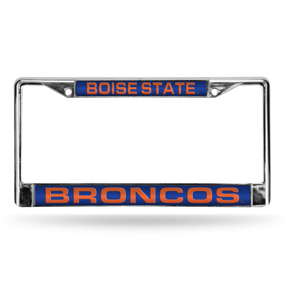 NCAA  Boise State Broncos Blue 12" x 6" Laser Cut Chrome Frame - Car/Truck/SUV Automobile Accessory