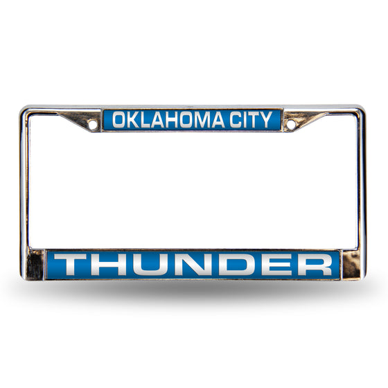 NBA Basketball Oklahoma City Thunder Blue 12" x 6" Laser Cut Chrome Frame - Car/Truck/SUV Automobile Accessory