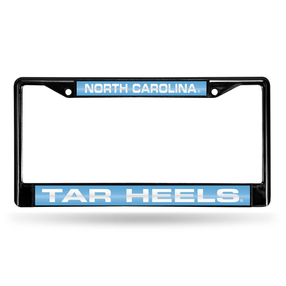 NCAA  North Carolina Tar Heels Black 12" x 6" Black Laser Cut Chrome Frame - Car/Truck/SUV Automobile Accessory