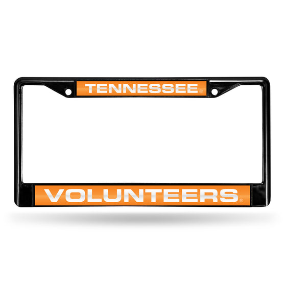 NCAA  Tennessee Volunteers Black 12" x 6" Black Laser Cut Chrome Frame - Car/Truck/SUV Automobile Accessory