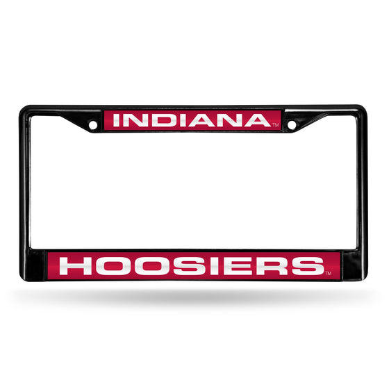NCAA  Indiana Hoosiers Black 12" x 6" Black Laser Cut Chrome Frame - Car/Truck/SUV Automobile Accessory