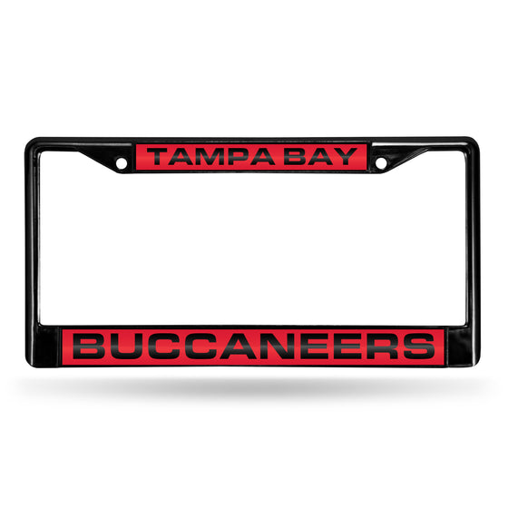 NFL Football Tampa Bay Buccaneers Black 12" x 6" Black Laser Cut Chrome Frame - Car/Truck/SUV Automobile Accessory