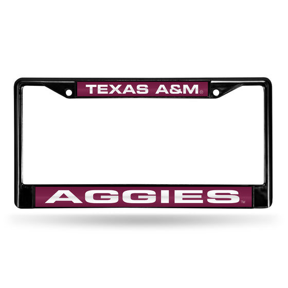 NCAA  Texas A&M Aggies Black 12" x 6" Black Laser Cut Chrome Frame - Car/Truck/SUV Automobile Accessory