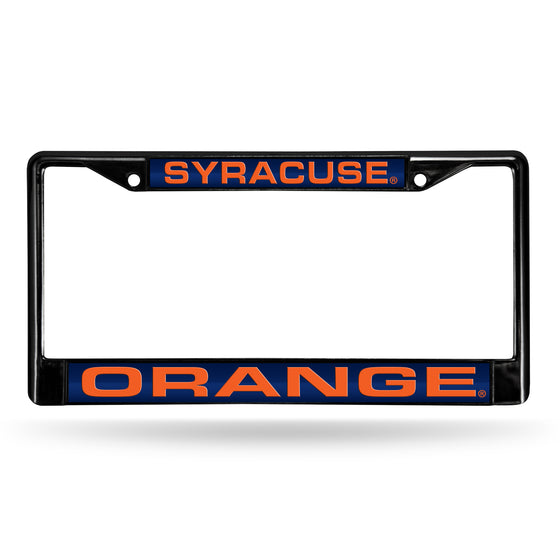 NCAA  Syracuse Orange Black 12" x 6" Black Laser Cut Chrome Frame - Car/Truck/SUV Automobile Accessory