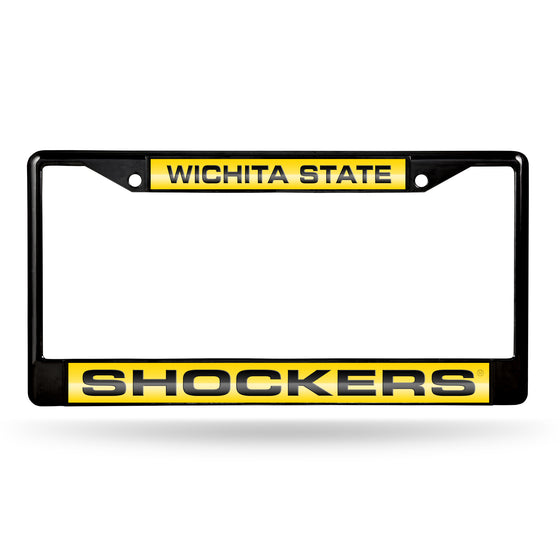 NCAA  Wichita State Shockers Black 12" x 6" Black Laser Cut Chrome Frame - Car/Truck/SUV Automobile Accessory