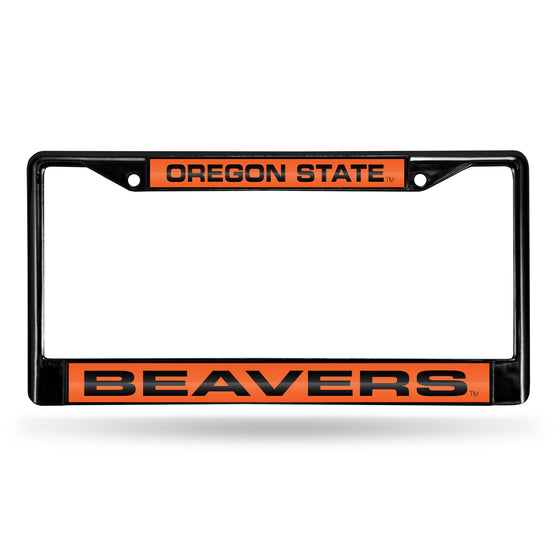 NCAA  Oregon State Beavers Black 12" x 6" Black Laser Cut Chrome Frame - Car/Truck/SUV Automobile Accessory