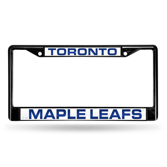 NHL Hockey Toronto Maple Leafs Black 12" x 6" Black Laser Cut Chrome Frame - Car/Truck/SUV Automobile Accessory
