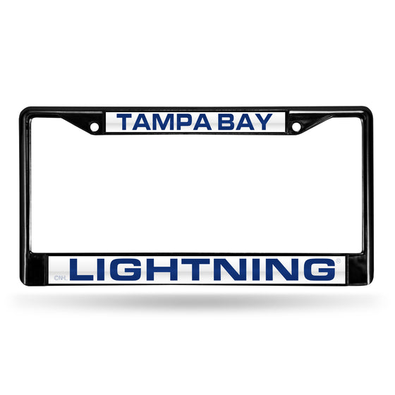 NHL Hockey Tampa Bay Lightning Black 12" x 6" Black Laser Cut Chrome Frame - Car/Truck/SUV Automobile Accessory