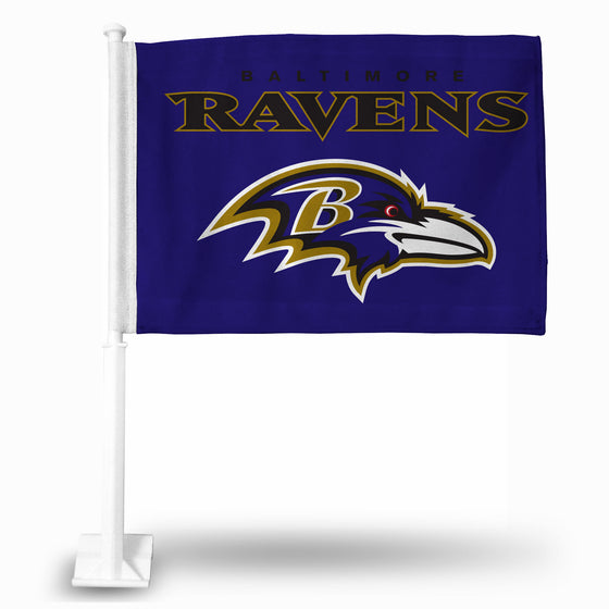 NFL Football Baltimore Ravens Purple Double Sided Car Flag -  16" x 19" - Strong Pole that Hooks Onto Car/Truck/Automobile