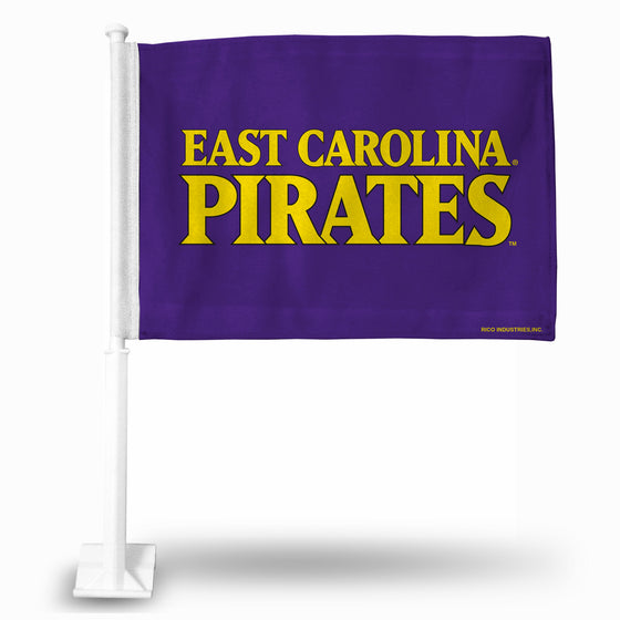 NCAA  East Carolina Pirates Standard Double Sided Car Flag -  16" x 19" - Strong Pole that Hooks Onto Car/Truck/Automobile