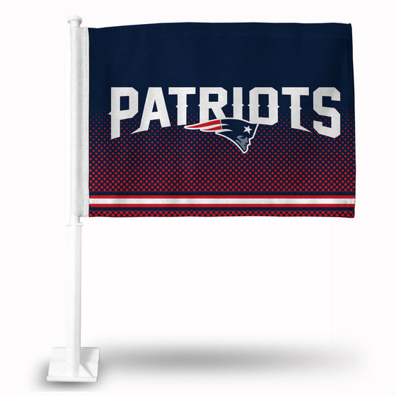 NFL Football New England Patriots Standard Double Sided Car Flag -  16" x 19" - Strong Pole that Hooks Onto Car/Truck/Automobile